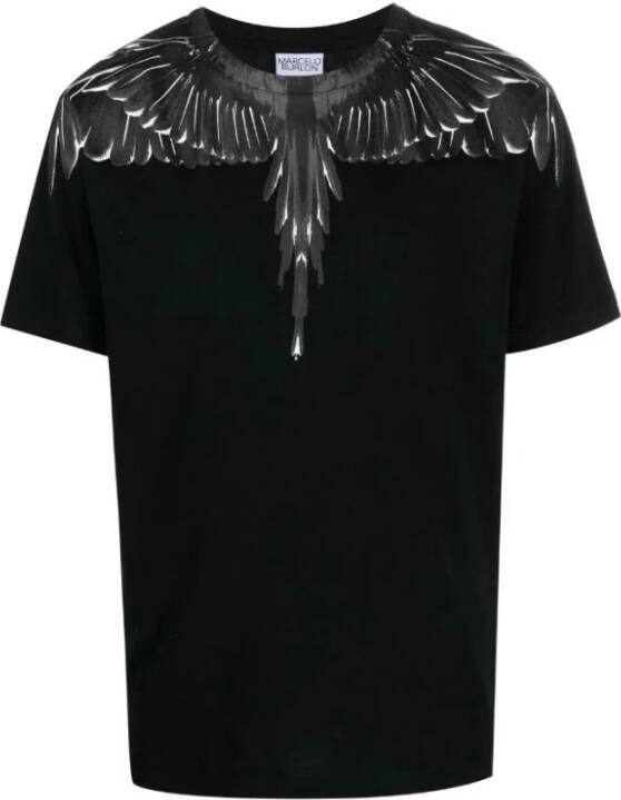 Marcelo Burlon Wings-print Katoenen T-shirt voor Heren Black Heren