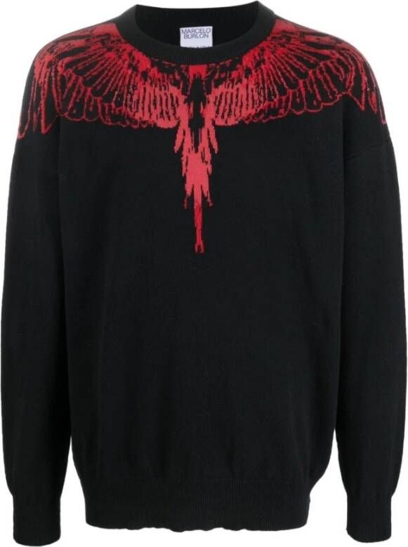 Marcelo Burlon Zwarte katoenmix trui Zwart Heren
