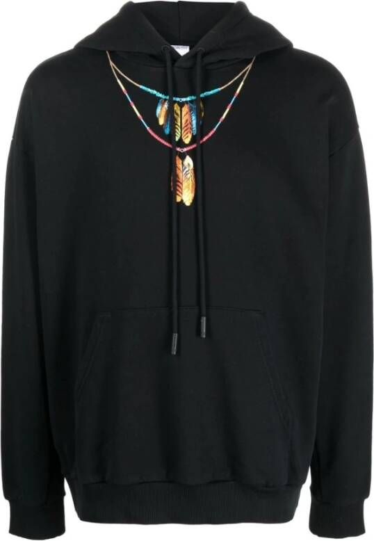 Marcelo Burlon Zwarte Rode Veren Ketting Hoodie Zwart Heren