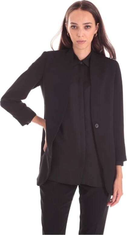 Marella Zwarte Lange Blazer Jas Black Dames