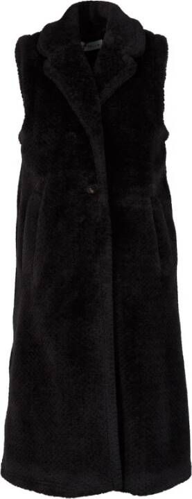 Marella Lang Harig Garen Vest Zwart Dames