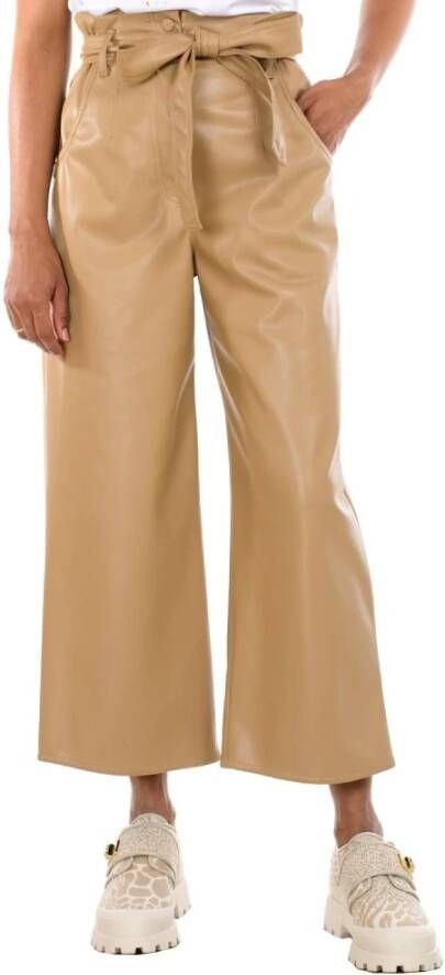 Marella Leather Trousers Beige Dames
