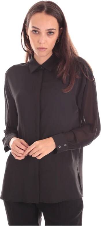 Marella Zwarte knoopsluiting overhemd klassieke stijl Black Dames