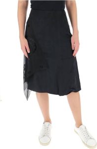 Marine Serre asymmetric layered skirt Zwart Dames