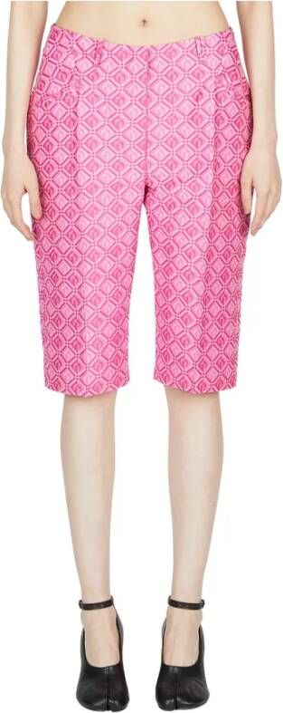Marine Serre Jacquard Bermuda Shorts Roze Dames