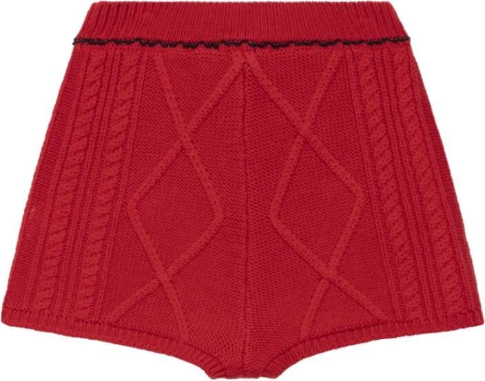 Marine Serre Cable Knit Mini Shorts Trendy Model Red Dames