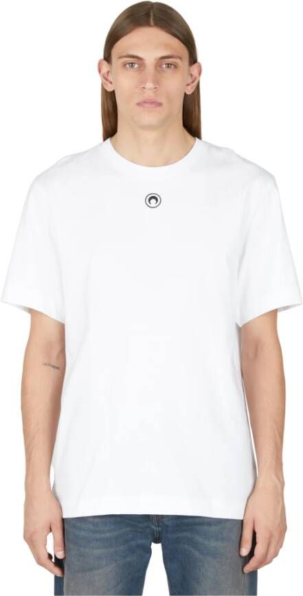 Marine Serre Logo Borduurwerk T-Shirt van Katoen Wit Heren