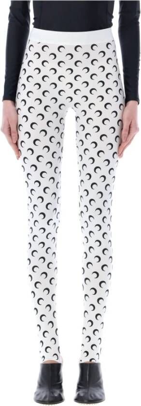 Marine Serre s Clothing Leggings White + Black Moon Ss23 White Dames