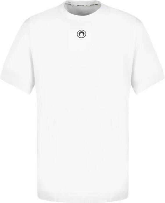 Marine Serre Logo Borduurwerk T-Shirt van Katoen White Heren