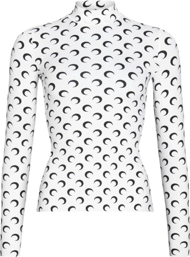 Marine Serre Maan Jersey Second Skin Sweater White Dames