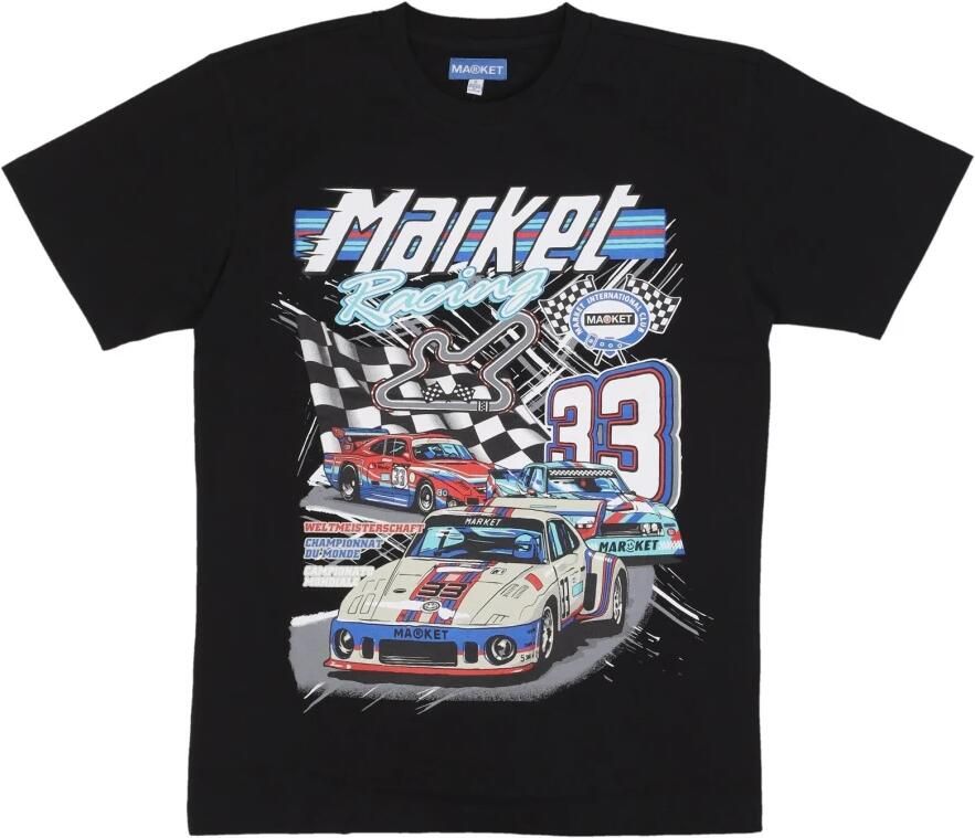 Market Zwarte Mannen Crew-Neck T-Shirt Black Heren