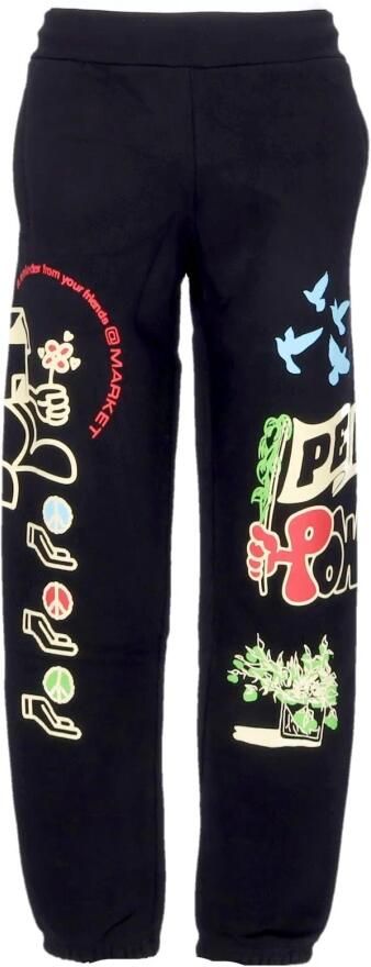 Market Zwarte Peace And Power Sweatpants Black Heren - Foto 5