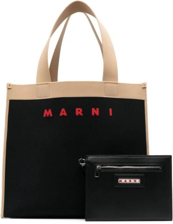 Marni Moderne Tote Tas met Logo Inzet Black