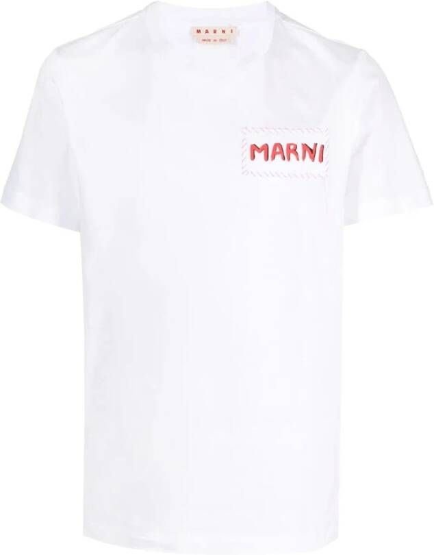 Marni Bio Cotton Jersey T-shirt voor Heren Wit Heren