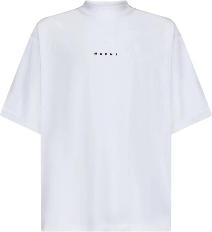 Marni Biologisch Katoenen Logo Print Wit T-Shirt White Heren