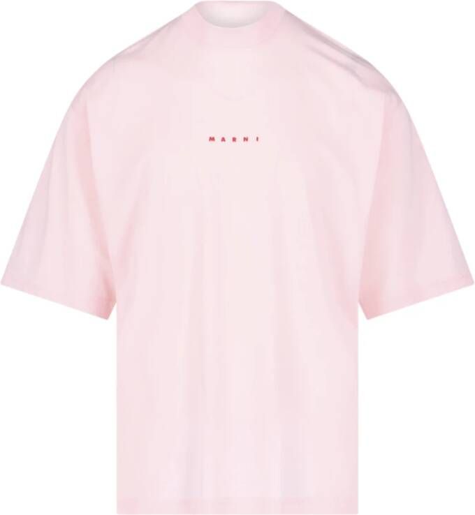 Marni Biologisch Katoenen Roze Logo T-shirt Roze Heren