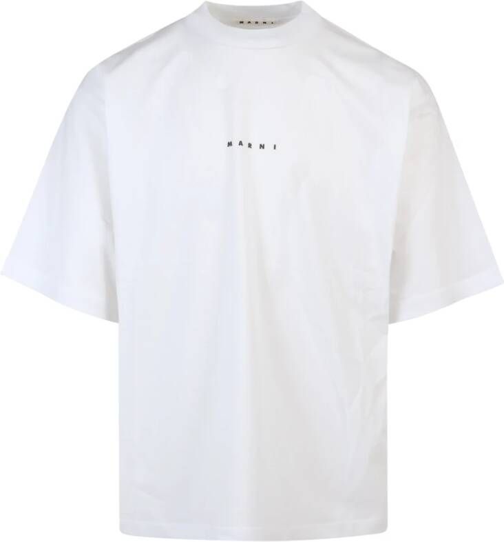 Marni Biologisch Katoenen T-Shirt met Logo Print voor Heren White Heren
