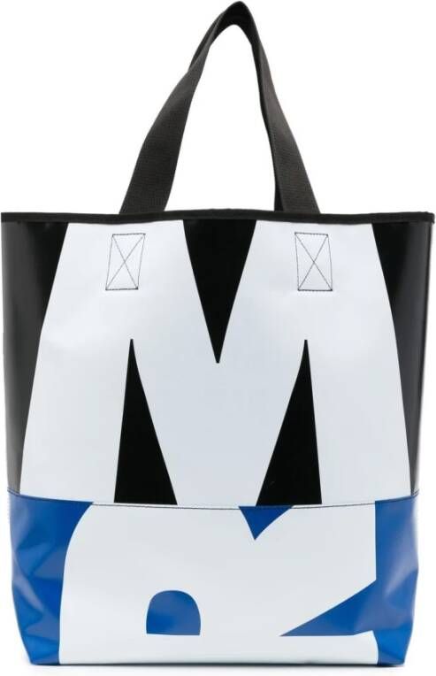 Marni Blauwe Logo Print Schoudertas Blauw Heren