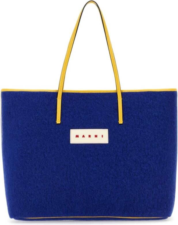 Marni Blauwe vilten kleine Janus boodschappentas Blauw Dames