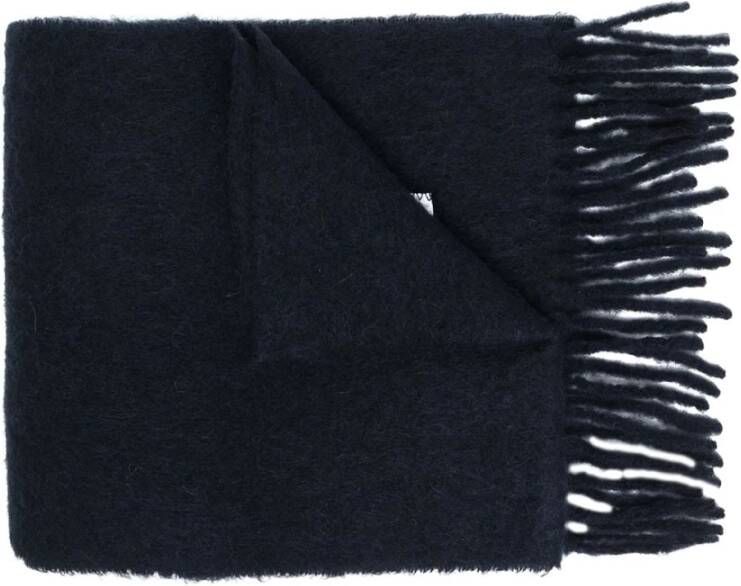Marni Blauwe Wollen Sjaal met Logo Patch Blauw Dames