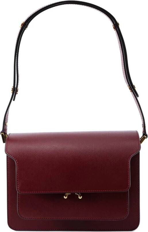 Marni Bordeaux Saffiano Schoudertas Bruin Dames