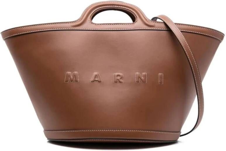 Marni Bruine Leren Tropicalia Tas Bruin Dames