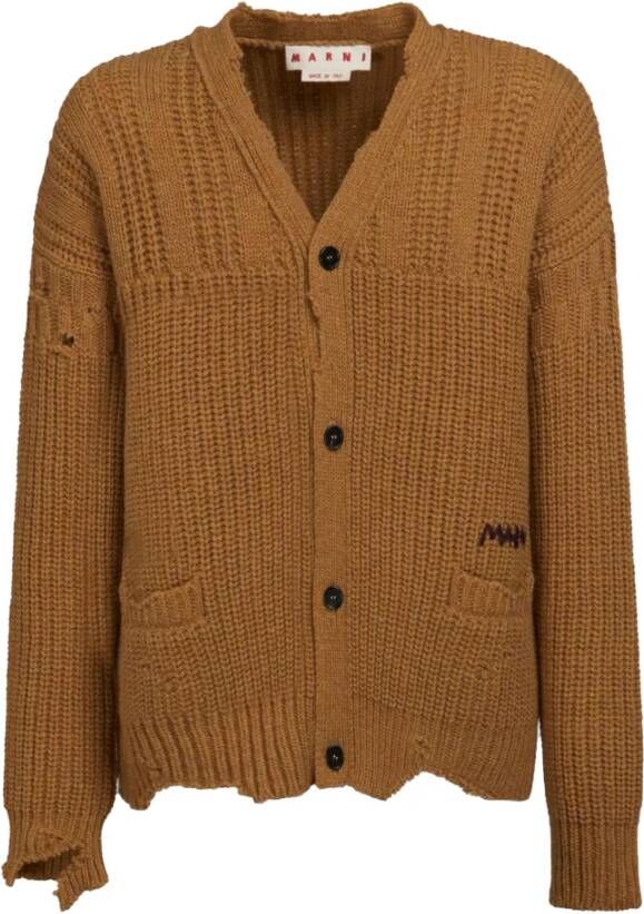 Marni Bruine Virgin Wol Cardigan Bruin Heren