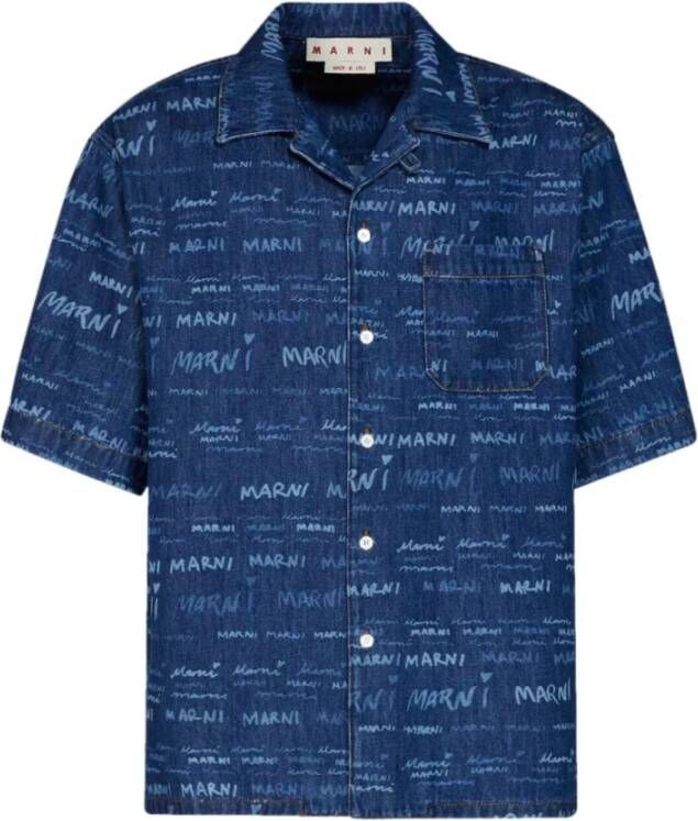 Marni Casual Korte Mouw Overhemd Blauw Heren