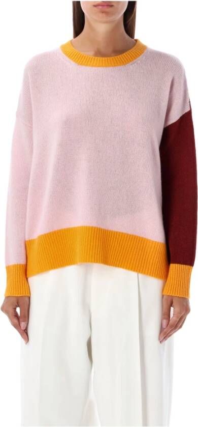 Marni Colorblock Crewneck Sweater Aw23 Roze Dames