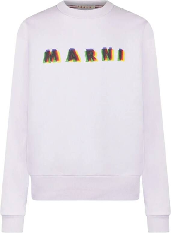 Marni Logo Bedrukte Organische Katoenen Sweatshirt Purple Heren