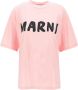 Marni Dames Roze Organisch Katoenen T-Shirt met Zwart Logo Pink Dames - Thumbnail 1
