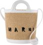 Marni Tropicalia kleine emmerzak in wit leer en raffia-effect stof Beige Dames - Thumbnail 4