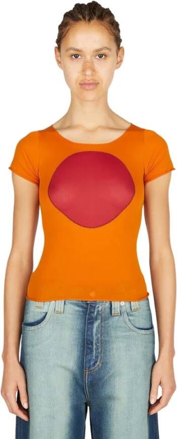 Marni Experimenteel Colourblock T-Shirt Oranje Dames