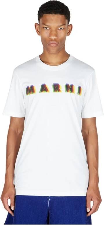 Marni Experimenteel Logo Print T-Shirt White Heren
