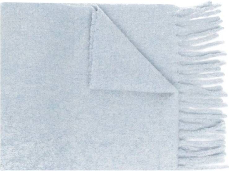 Marni Fringed sjaal met logo-patch Blauw Dames