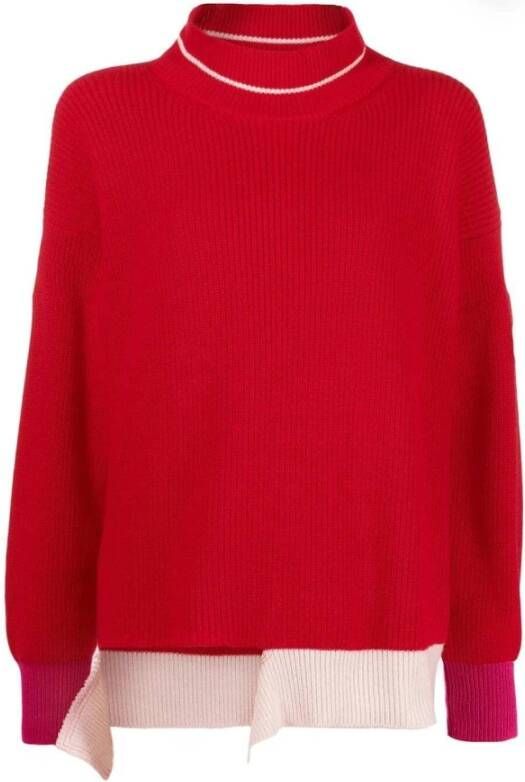 Marni Gebreide truien met ronde hals en uniek kleurblok ontwerp Rood Dames