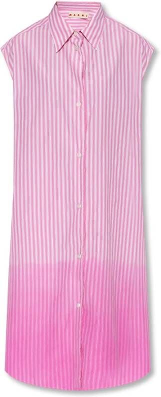 Marni Gestreepte Asymmetrische Shirt Roze Dames