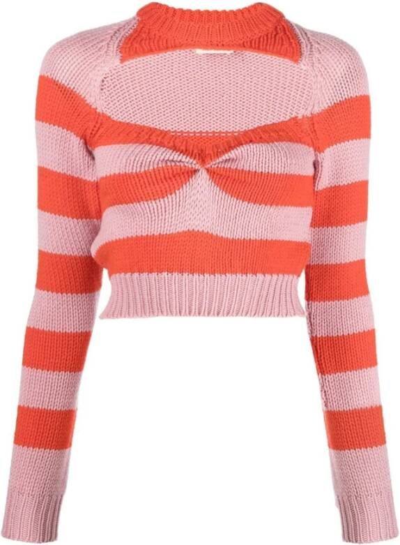 Marni Gestreepte Crewneck Sweater voor Dames Roze Dames