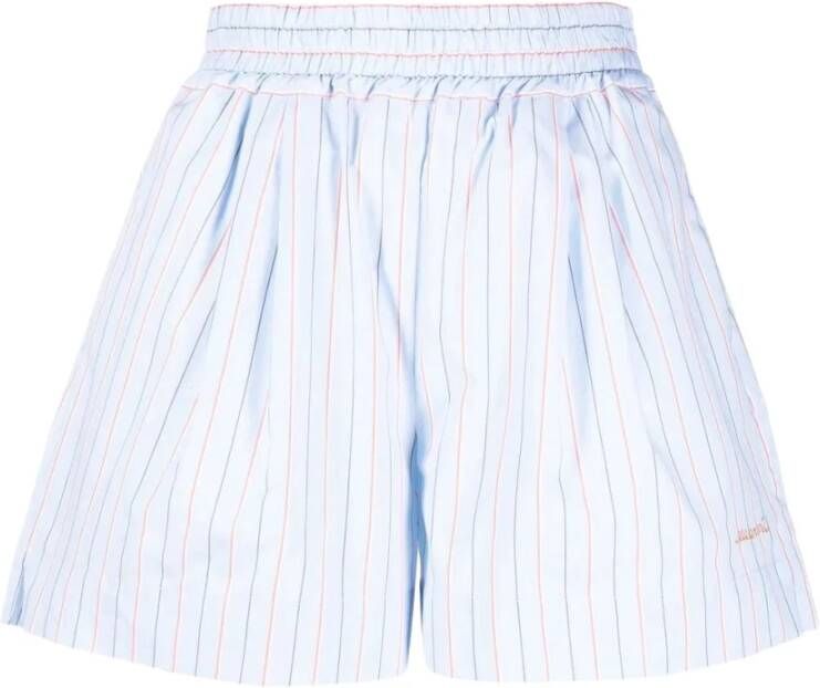 Marni Gestreepte katoenen shorts met elastische tailleband Blauw Dames