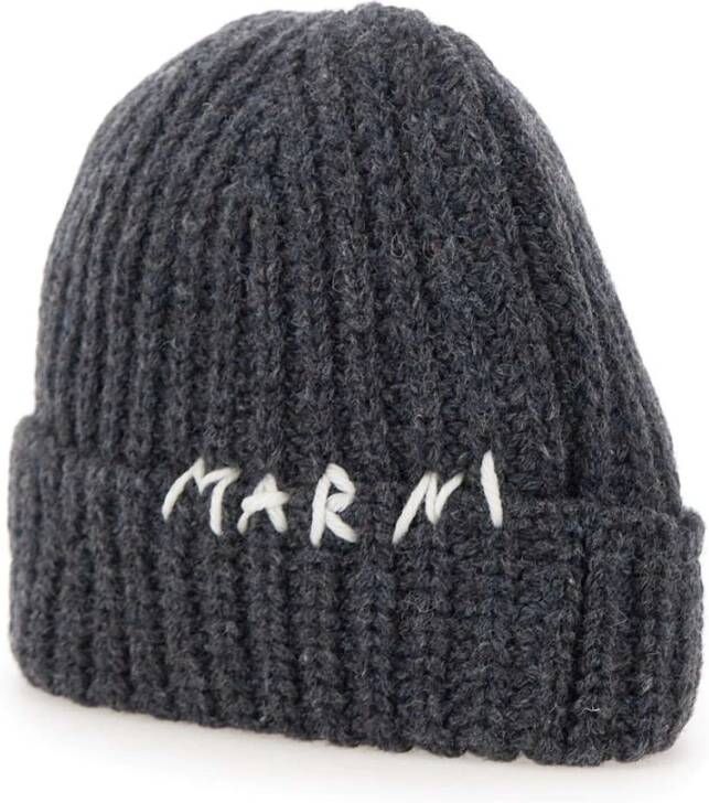 Marni Grijze Beanie voor Heren Blijf Warm en Stijlvol Grijs Heren