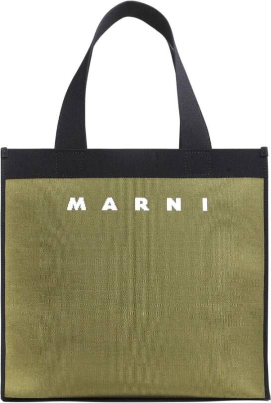 Marni Groene en Zwarte Jacquard Winkeltas Groen Heren