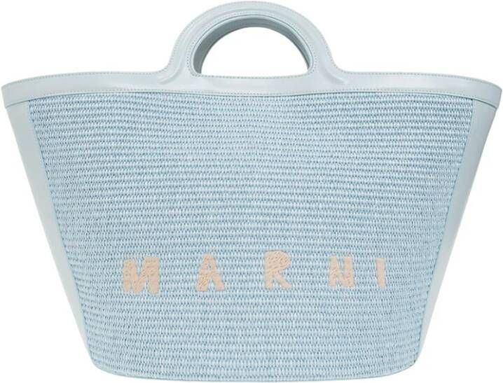Marni Grote shopper tas in Tropicalia-stijl Blauw Dames