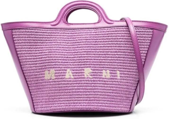 Marni Tropicalia Leren Handtas Purple Dames