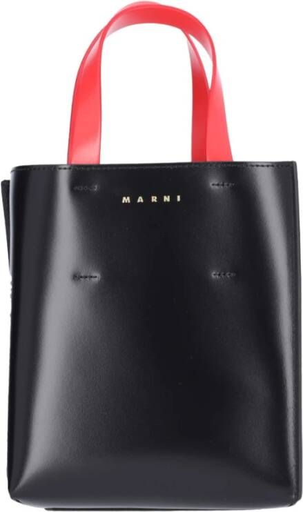 Marni Zwarte leren handtas met stippen Red Dames