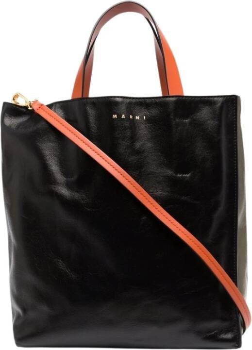 Marni Zwarte tas van kalfsleer met stijlvol kleurblok ontwerp Zwart Dames