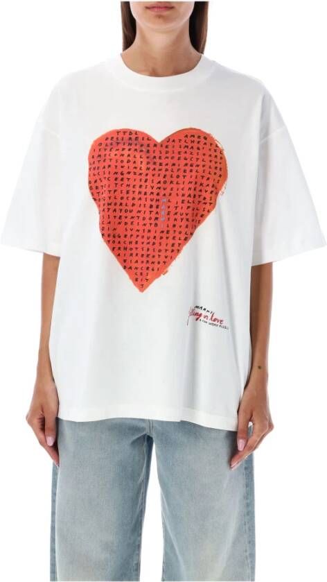 Marni Hart T-Shirt voor Vrouwen Wit Dames