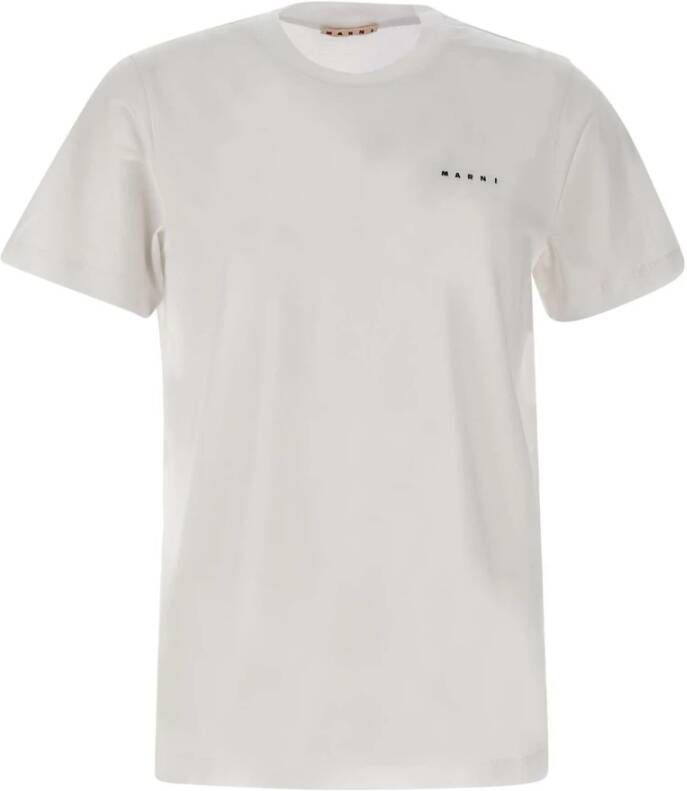 Marni Heren Wit Katoenen T-shirt met Logo White Heren