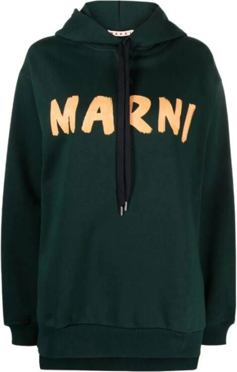 Marni Groene hoodie met trekkoord en iconisch logo Groen Dames