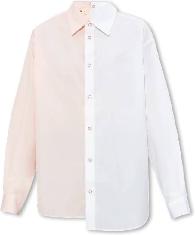 Marni Witte en Roze Poplin Katoenen Shirt voor Dames White Dames