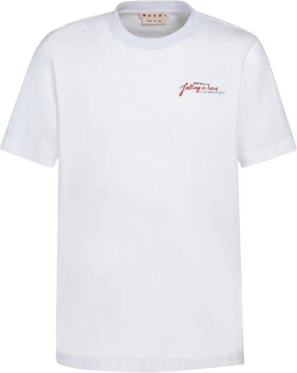 Marni Katoenen T-shirt met hartprint voor heren White Heren